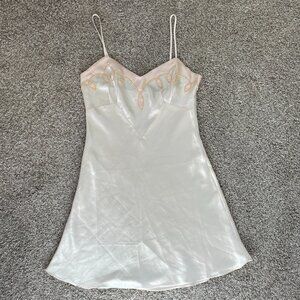 Victoria Secret Slip Pink Cream/Off White and Gold Size S Bead Missing Beads